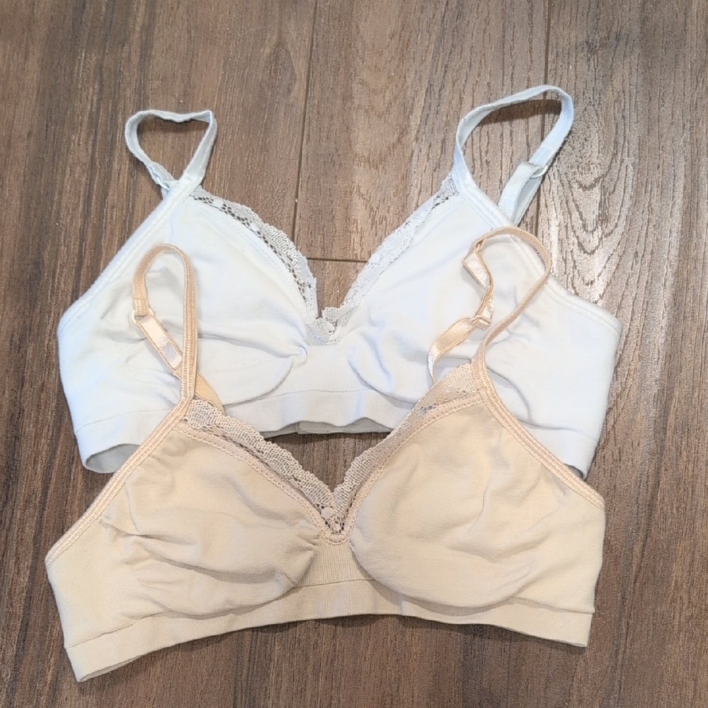 Barely There White and Cream Wireless Bralette Set